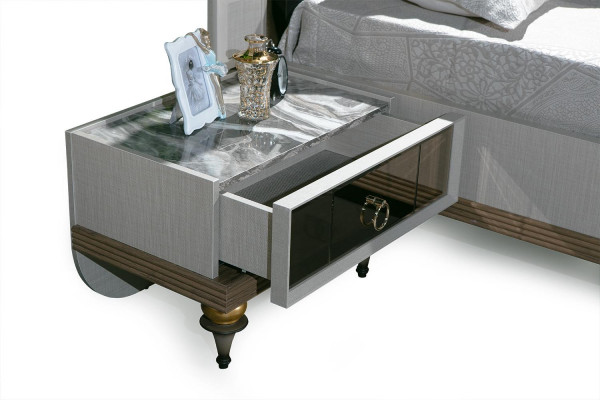Slaapkamer Set Bed 2x Nachtkastjes Textiel Kledingkast Modern 4-delig.