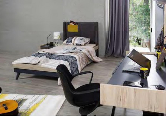 Jeugdkinderkamer nachtkastje kast modern slaapkamer ladekast tafel 5-delig.