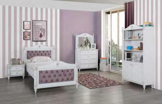 Ladenkast met spiegel Kinderkamer Kinderkast Meisjes Jeugdkamer Wit Meubels