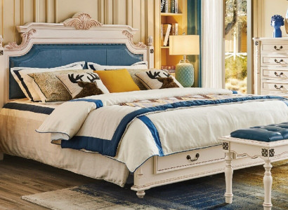 Bedden met gestoffeerde design luxe dubbele hotelbedden slaapkamer barok houten meubels nieuw