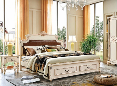 Bedden bekledingsontwerp luxe dubbele hotelbedden slaapkamer barok houten meubels nieuw.