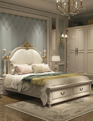 Bed bekleding design luxe dubbel hotelbedden koninklijk barok houten meubels nieuw.