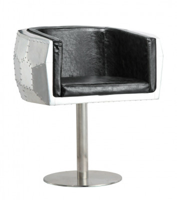 Stoel stoelen leer aluminium design meubels eetkamer fauteuil vliegtuig echt leer