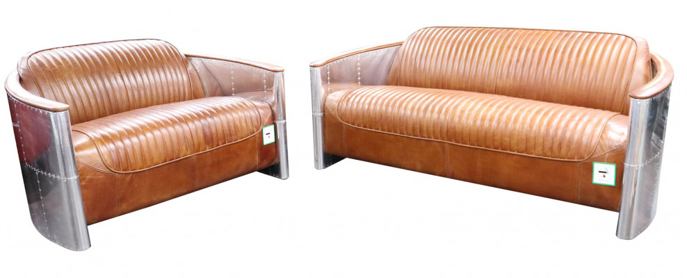Luxe vintage aluminium leren bankstel met metalen meubels banken banken bekleding
