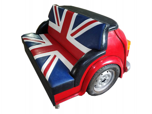 Retro Union Jack Bank Automeubel Garage Autobank Bank Gestoffeerde Tweezitsbank