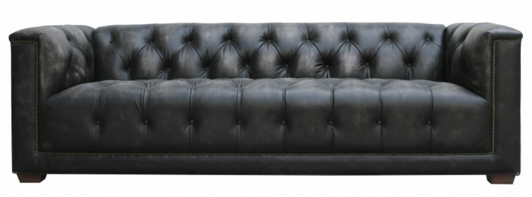 Chesterfield Vintage Black Shabby Leather Leather Bank Sofa Bank