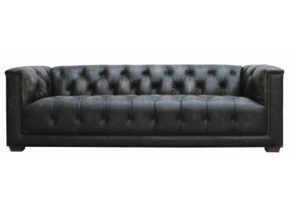Chesterfield Vintage Black Shabby Leather Leather Bank Sofa Bank