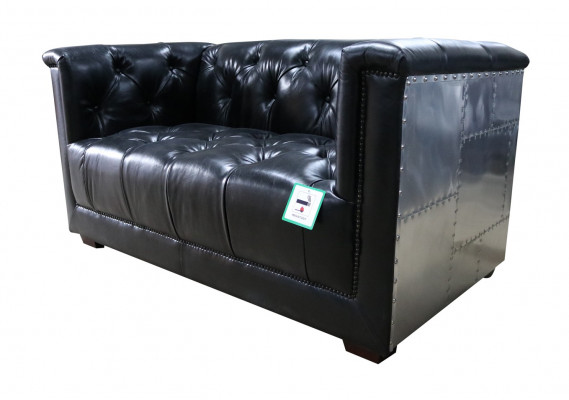 Echtlederen bank Tweezits vliegtuigstoel Aviator fauteuil Nieuwe leren stoel
