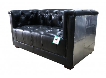 Echtlederen bank Tweezits vliegtuigstoel Aviator fauteuil Nieuwe leren stoel
