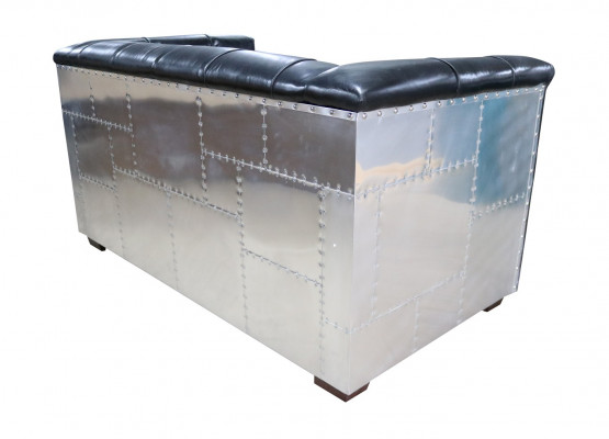 Echtlederen bank Tweezits vliegtuigstoel Aviator fauteuil Nieuwe leren stoel