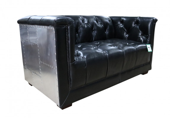 Echtlederen bank Tweezits vliegtuigstoel Aviator fauteuil Nieuwe leren stoel