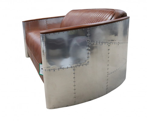Design Club 3-zitsbank leren bank driezitter vintage leer aluminium bankstellen