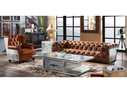 Salontafel Tafel Woonkamertafel Aluminium in retro vliegtuigdesign tafels alu