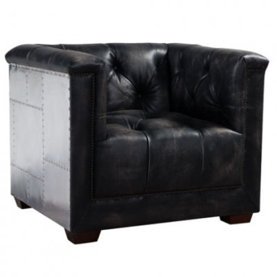 Fauteuil zwart echt leder lederen fauteuil vliegtuig design vliegtuig armstoel