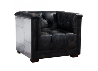 Fauteuil zwart echt leder lederen fauteuil vliegtuig design vliegtuig armstoel