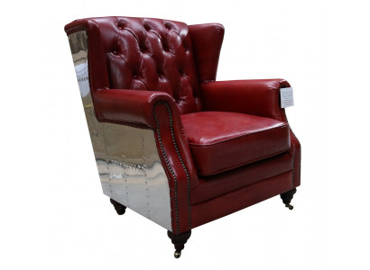 Ohrensessel echt leer vintage Chesterfield lederen tv-fauteuil leren fauteuil nieuw