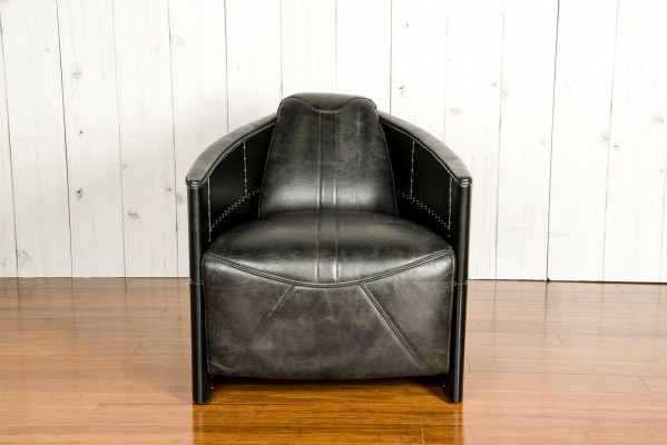 Vliegtuig Vintage Leren Fauteuil Zwart Echt Leer Retro Fauteuil Ontwerp