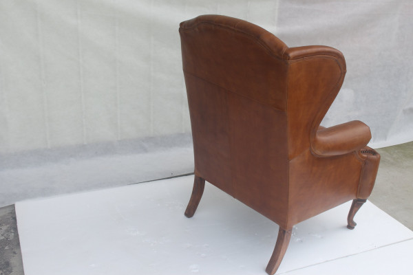 Chesterfield leren fauteuil oorfauteuil vintage clubsessel directeursstoel luie stoel