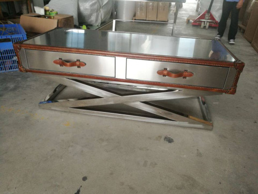 Vintage salontafel woonkamertafel tafels aluminium tafel koffietafel vliegtuig