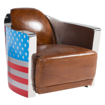 Echtleder Vintage lederen fauteuil ontwerpstoel Rocket Union Jack Vintage
