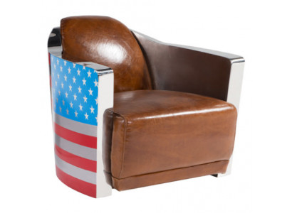 Echtleder Vintage lederen fauteuil ontwerpstoel Rocket Union Jack Vintage