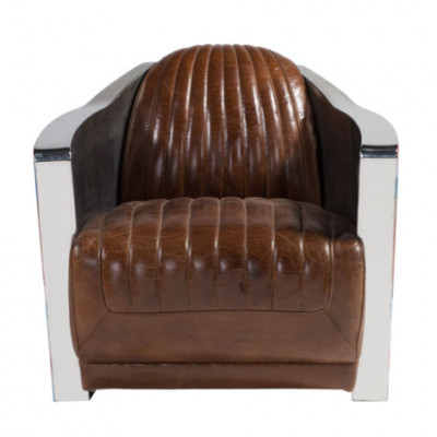 Union Jack Aviator Retro Clubstoel Bruin Leer Vintage Fauteuil Meubels