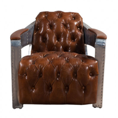Stoel Aviator Chesterfield Shabby Vintage Lederen Stoel Club Lounge Ontwerp