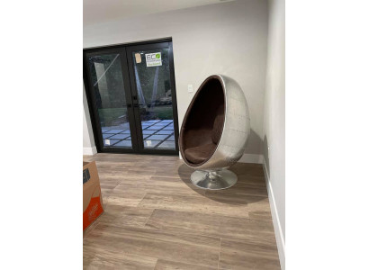 Ontwerp Retro Lounge Stoel Zitter Ei Bal Zilver Draaibaar Aviator Space