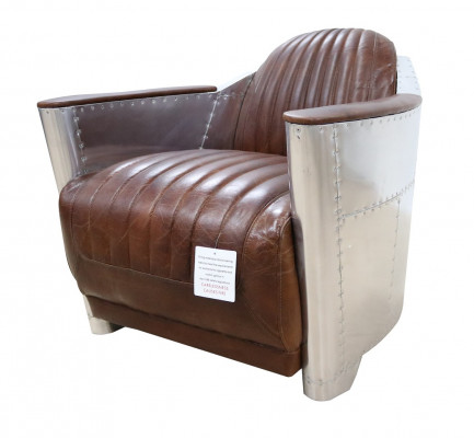 Clubstoel in aviator-stijl lounge design chroom Art Deco leer cocktail