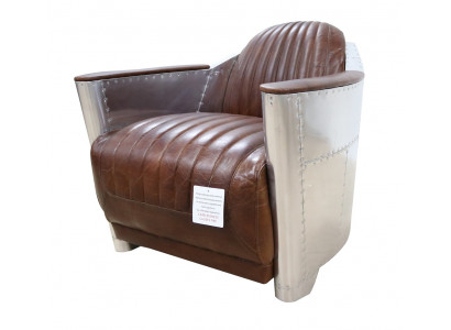 Clubstoel in aviator-stijl lounge design chroom Art Deco leer cocktail