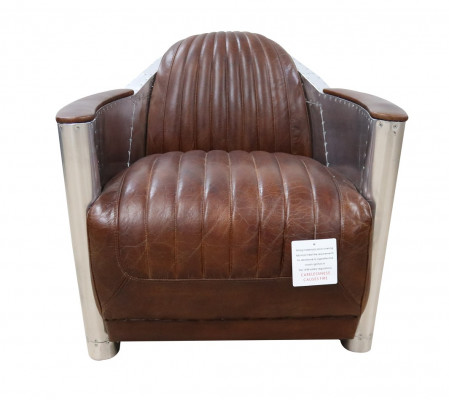 Clubstoel in aviator-stijl lounge design chroom Art Deco leer cocktail