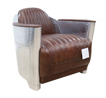 Clubstoel in aviator-stijl lounge design chroom Art Deco leer cocktail