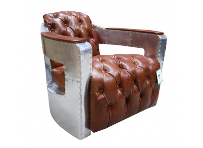 Chesterfield fauteuil knop dicht zitten shabby vintage tan echt
