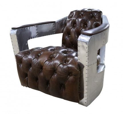 Mooie Vintage Chesterfield oorfauteuil clubsfauteuil vliegtuig