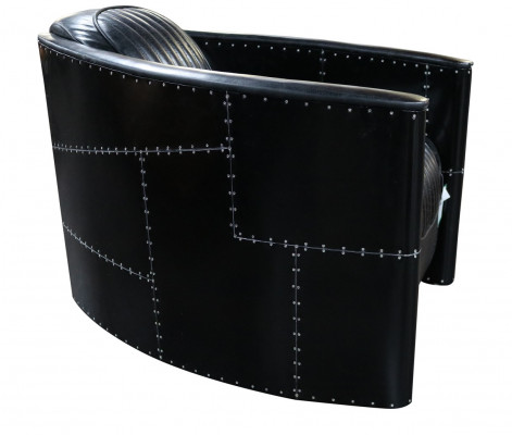 Aviator Bank Stoel Bank club Lounge Vintage Aluminium Vliegtuig Retro Echt Leer