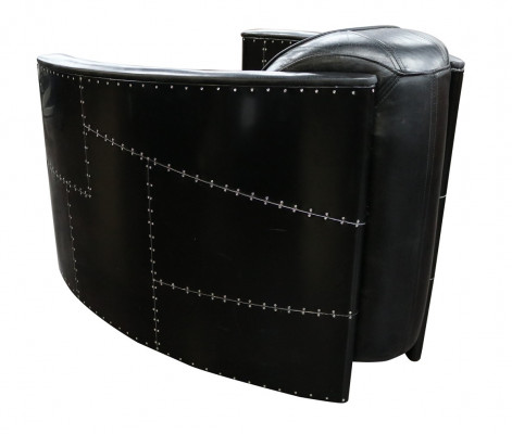Aviator Bank Stoel Bank club Lounge Vintage Aluminium Vliegtuig Retro Echt Leer