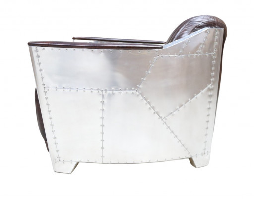 Echtleren Vintage Chromestoel Ontwerpstoel Vliegtuig Aviator Leder