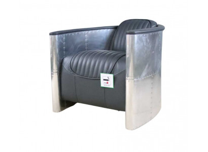 Echtlederen aluminium fauteuil Cognac vliegtuigstoel Aviator decoratieve fauteuil Nieuw