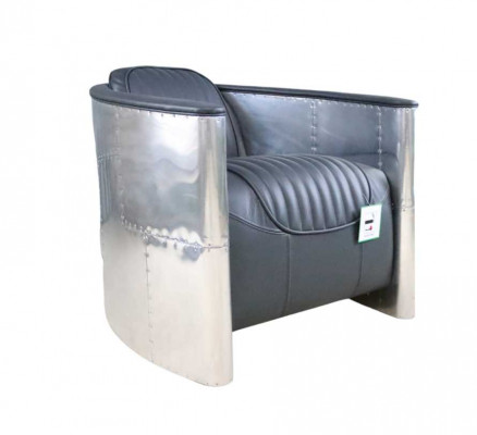 Echtlederen aluminium fauteuil Cognac vliegtuigstoel Aviator decoratieve fauteuil Nieuw