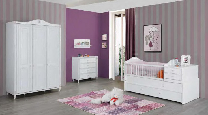 Kinderkamer 3-delige set Slaapkamer Kledingkast Commode Jeugdkamer Meubels