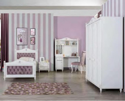 Jongerenkamer Bed Nachtkastje Kledingkast Bureau Slaapkamer 4-delige set