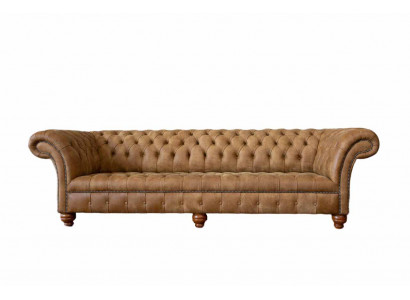 Bankstel 4-zits Chesterfield bekleding woonkamer design luxe hout nieuw