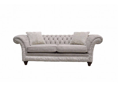 Modern driepersoons design gestoffeerde textiele bank 3-zitter woonkamerbank Chesterfield Beige