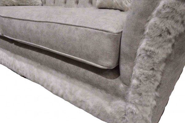Modern driepersoons design gestoffeerde textiele bank 3-zitter woonkamerbank Chesterfield Beige