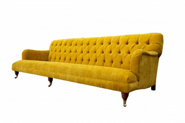 Ontwerp Chesterfield Chesterfield Stof Geel 5-zits Bankbekleding Nieuw