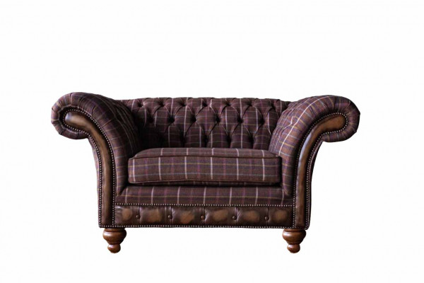 Chesterfield 1-zits bank gestoffeerde stoel textiel stof banken luxe bank