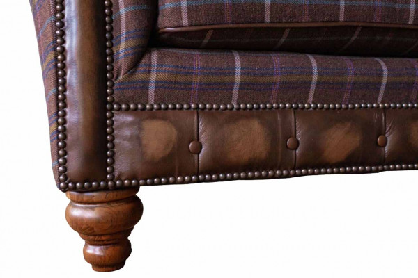 Chesterfield 1-zits bank gestoffeerde stoel textiel stof banken luxe bank