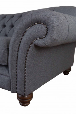 Moderne bank 3-zits luxe textiel bank grijs banken stof bekleding nieuw