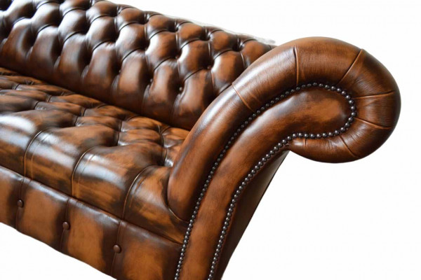 Bankstel 4-zits Chesterfield design Luxe bank Gestoffeerde bank Nieuw Bruin