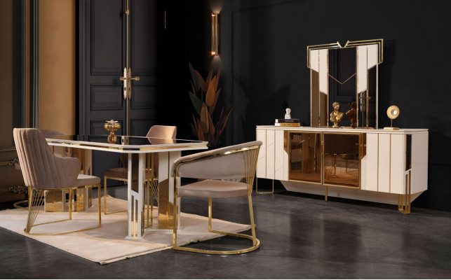 Complete eetkamerset Eethoek Eetkamer Eettafel Stoelen Wit Set 9-delig